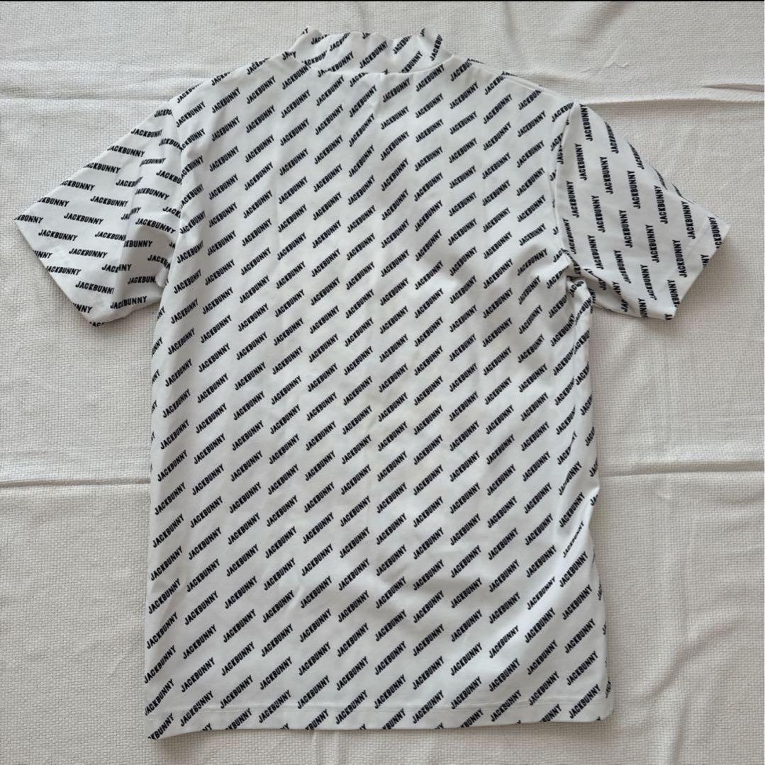 ジャックバニー モックネック　総柄 ホワイト メンズ 半袖 ゴルフウェア