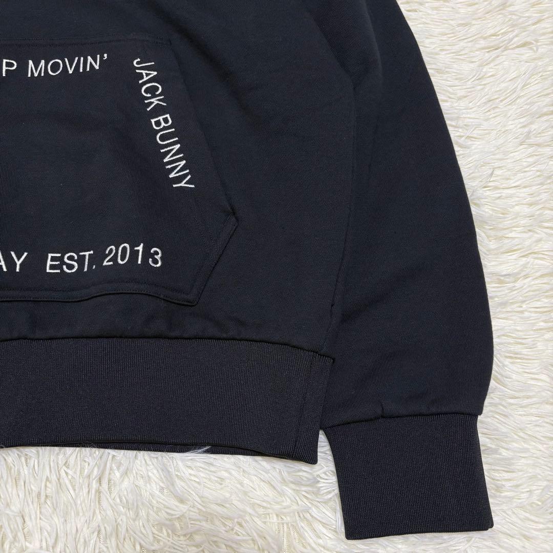 極美品 【4】ジャックバニー jack bunnyパーカー　黒 ロゴ　完売品