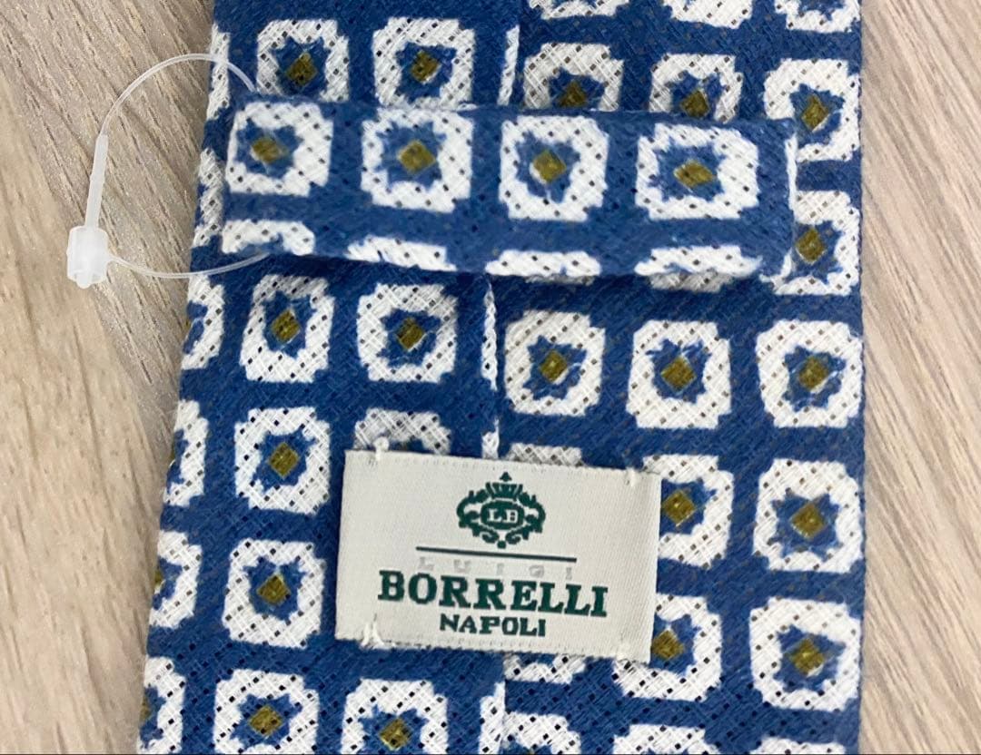 LUIGI BORRELLI ルイジボレッリ ブルー 小紋柄 ネクタイ