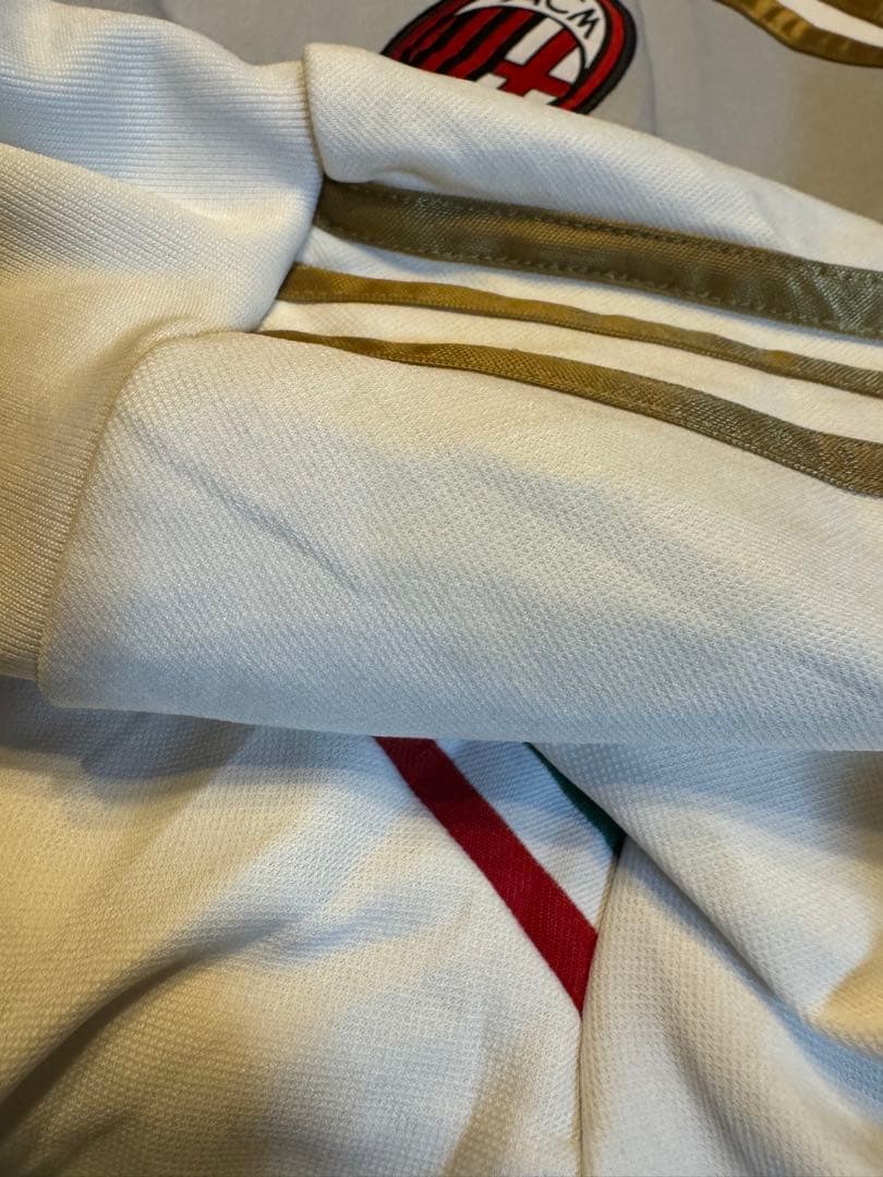 ACミランアディダス白フード付きジャージ、US XL シミあり