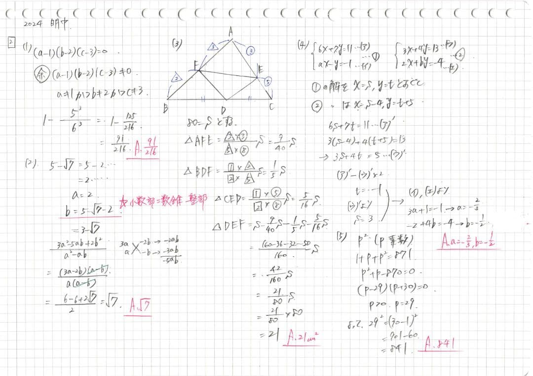 塾講師オリジナル数学解説 全問動画付!! 明中 2016～24 高校入試 過去問