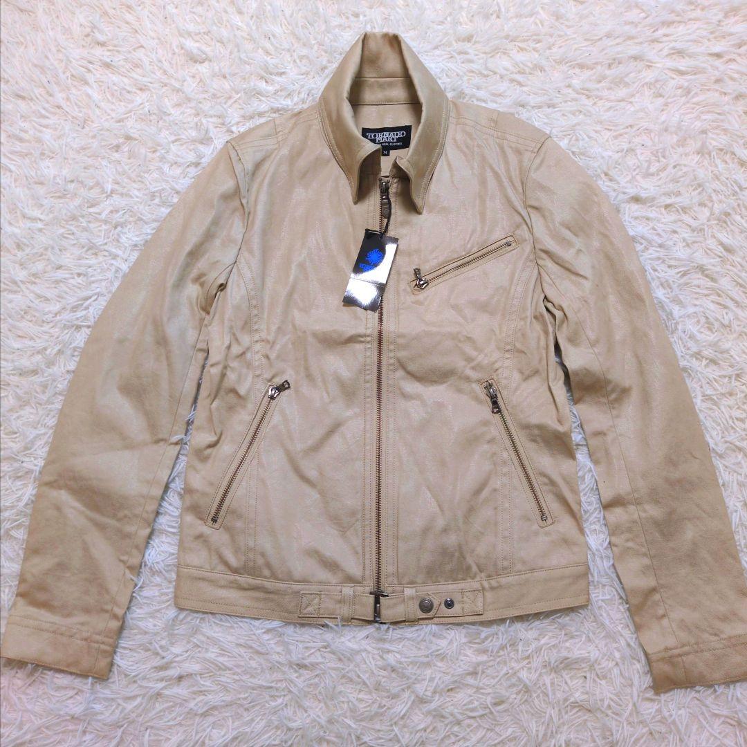 未使用　トルネードマート　光沢コットン　ライダースジャケット　ベージュ