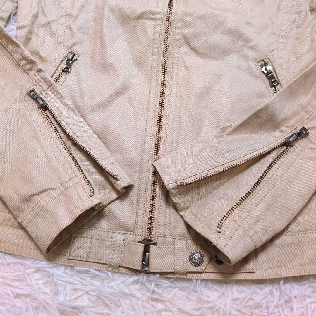 未使用　トルネードマート　光沢コットン　ライダースジャケット　ベージュ