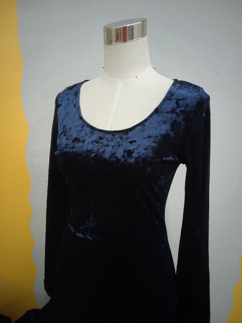 フラメンコ衣装　ベロアワンピース　ネイビーA