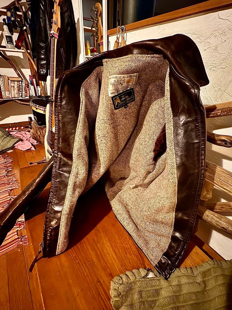 エアロレザー　Aero ハーフベルテッド　革ジャン　38