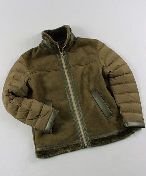 メンズビギ MEN'S BIGI ダウン ジャケット ブルゾン ムートン 紺