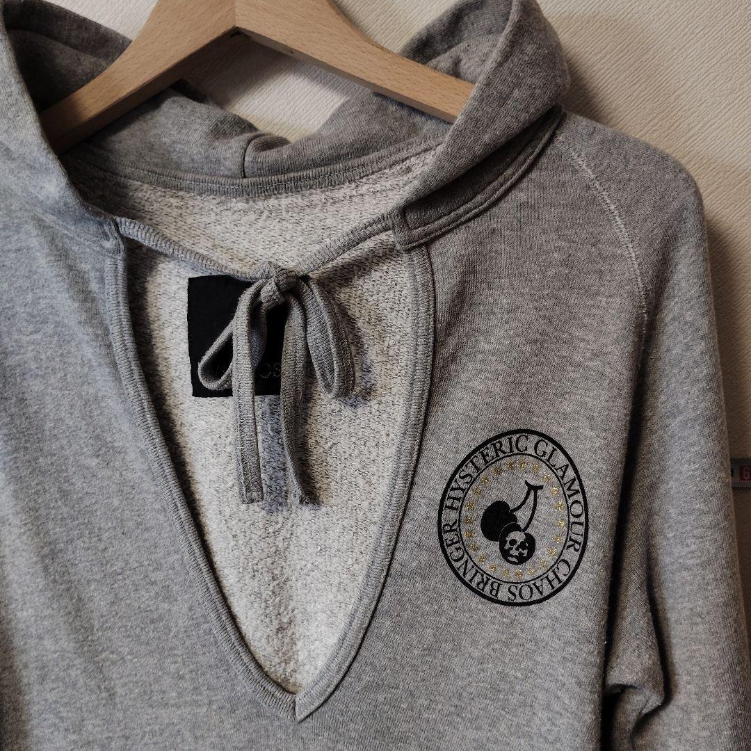 HYSTERIC GLAMOUR グレー Vネック パーカー