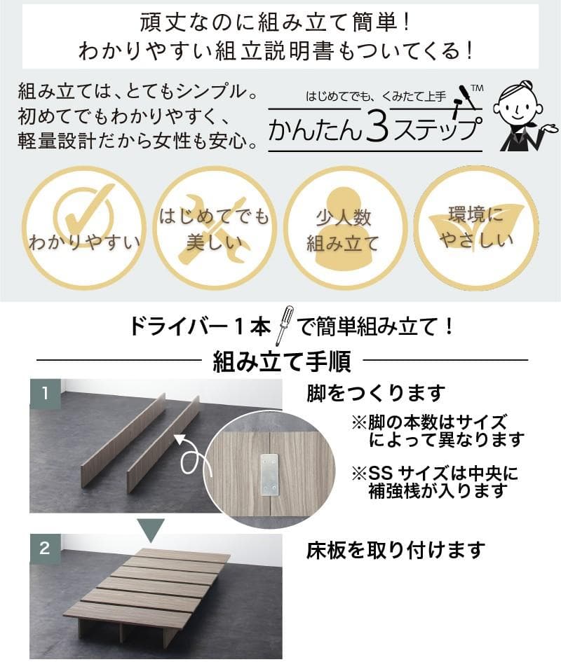 【最安値】セミダブルベッド 頑丈 すのこベッド ベッドフレーム単品 新品送料込