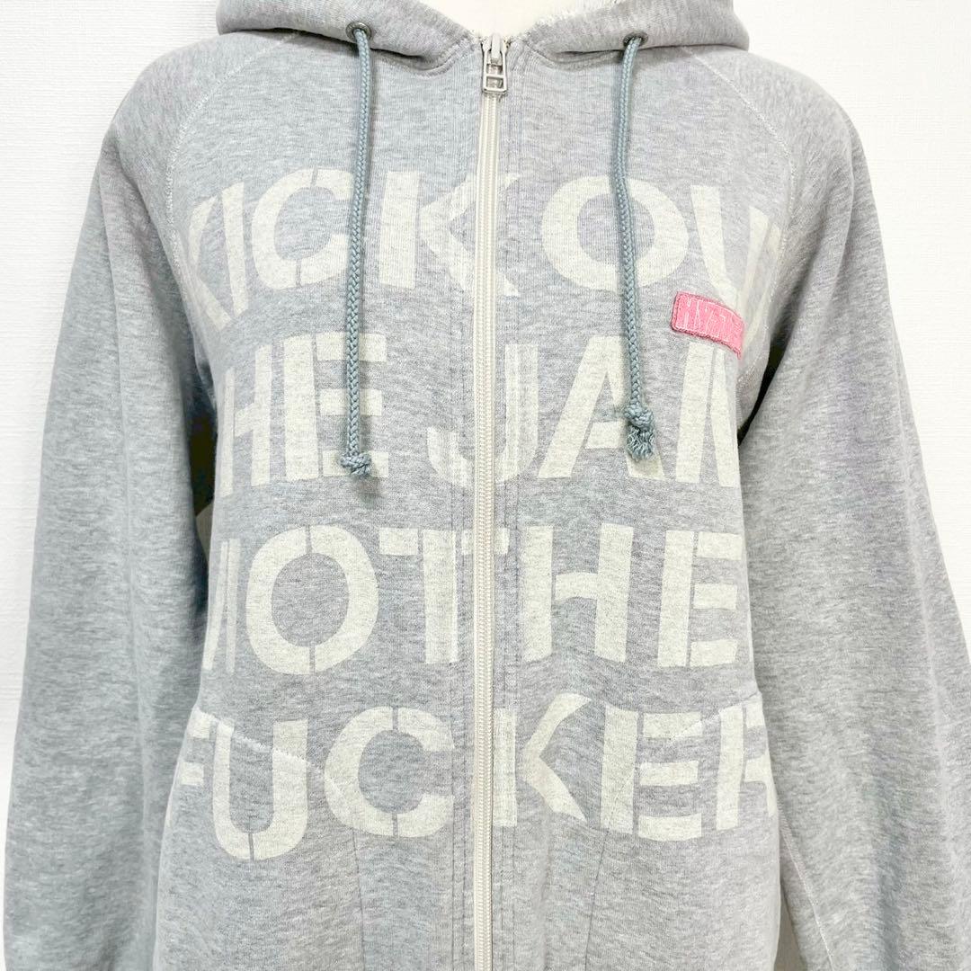 y2k❤️00s HYSTERIC GLAMOUR ロゴダメージ加工ジップパーカー