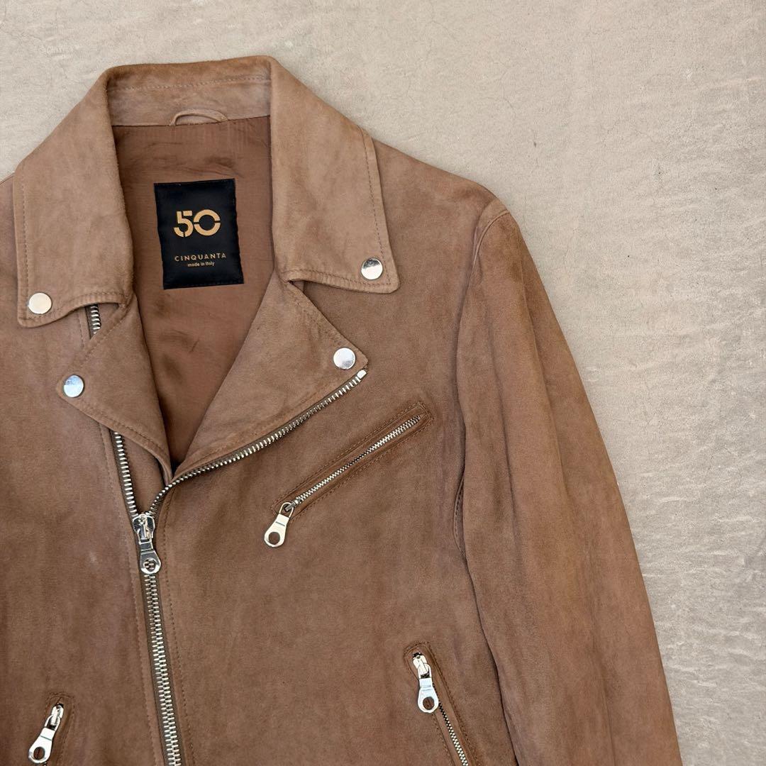 【美品】チンクアンタ ライダースジャケット スウェード 46 Cinquanta