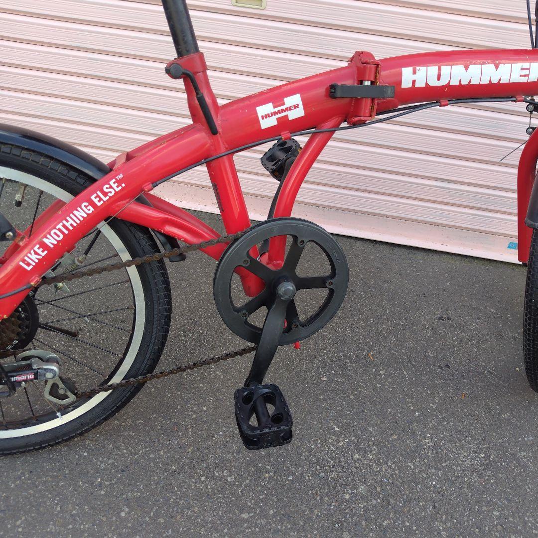 札幌限定‼️6段変速機付き‼️HUMMER 折りたたみ自転車 レッド　20インチ