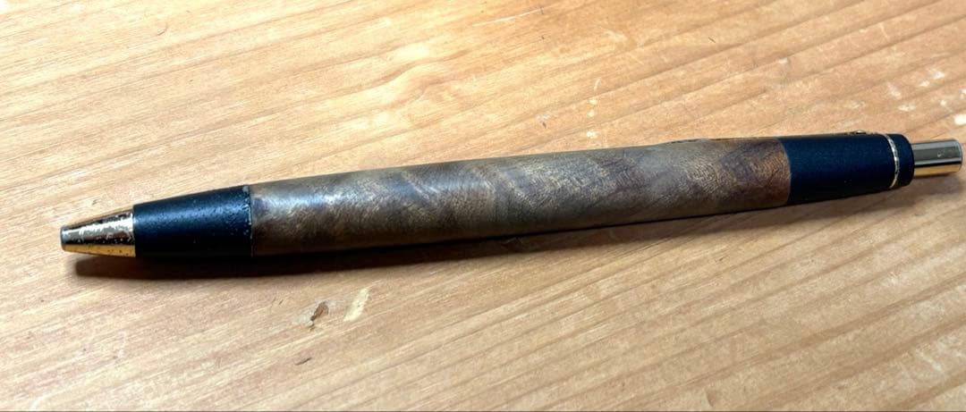 野原工芸　マーブルウッド シャーペン　旧型　ゴールド 固定式口金 付