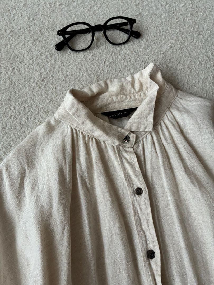 ヘブンリー　リネン100％ギャザーワイドワンピース