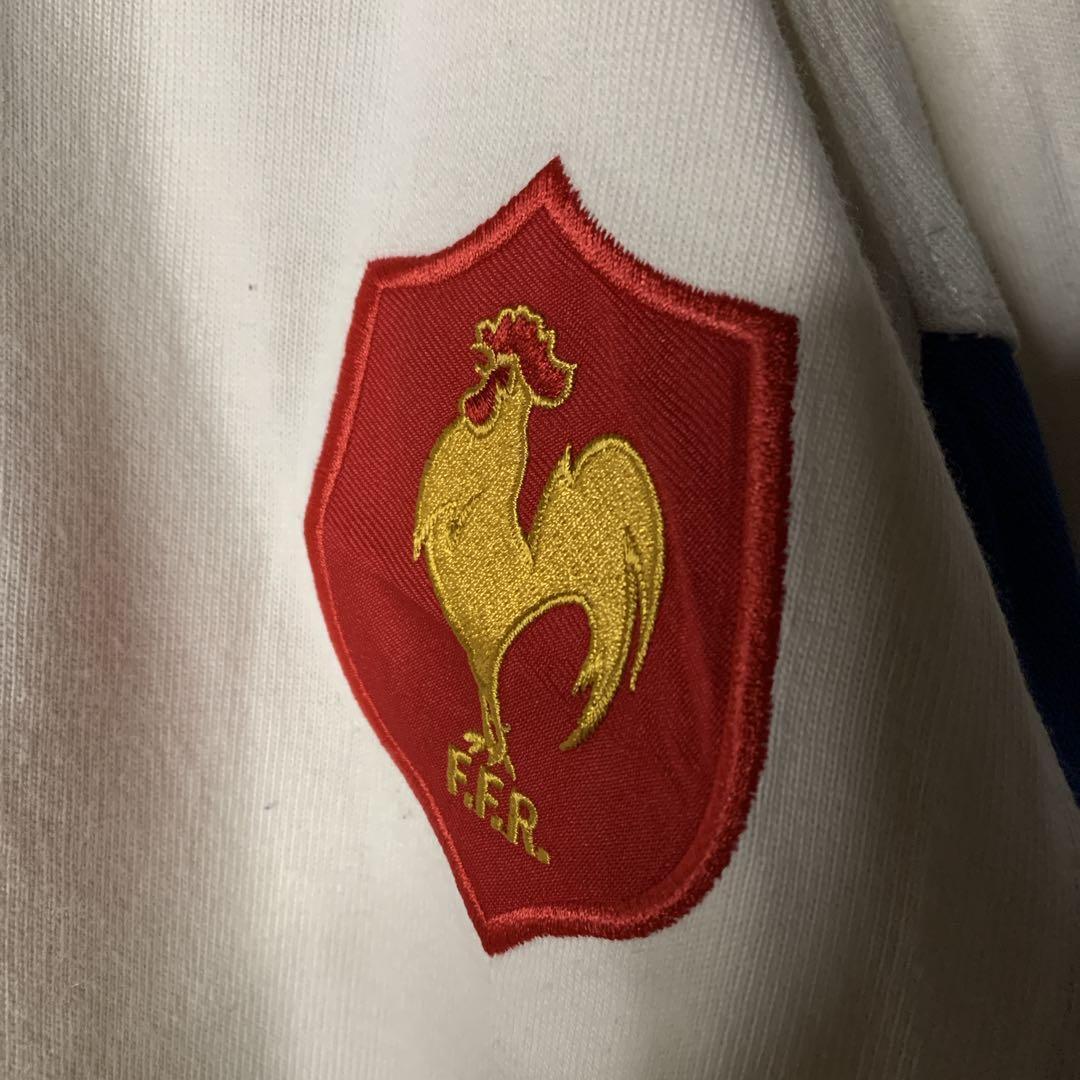 ナイキ 刺繍 ラガーシャツ フランス ブルー ホワイト バイカラー ハーフボタン