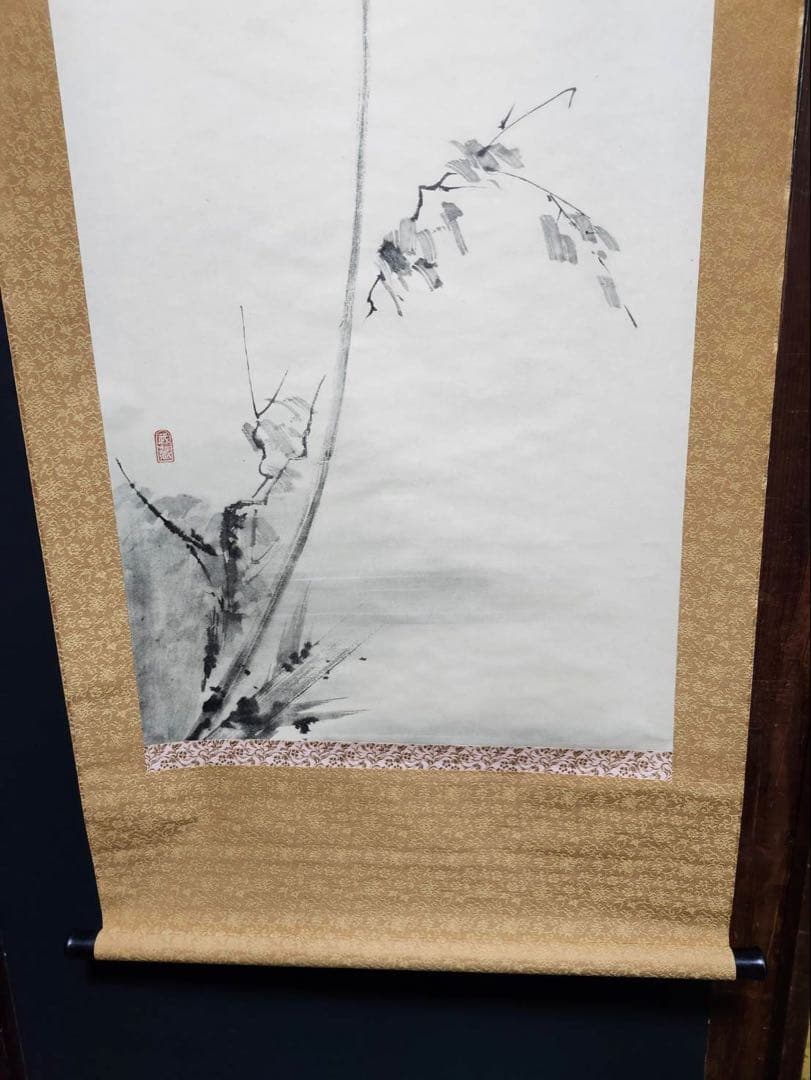 墨絵　鳥　掛軸