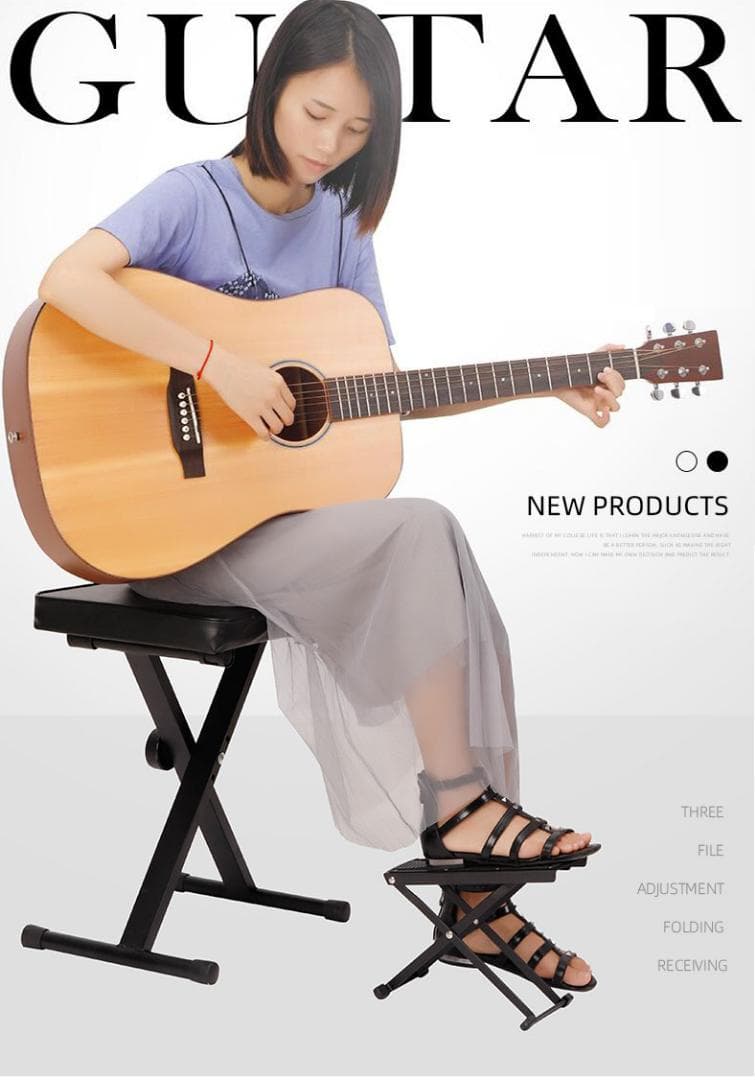 ピアノ椅子　キーボードチェア　イス　折畳ベンチ3段階高さ調整 演奏 ギター 2個