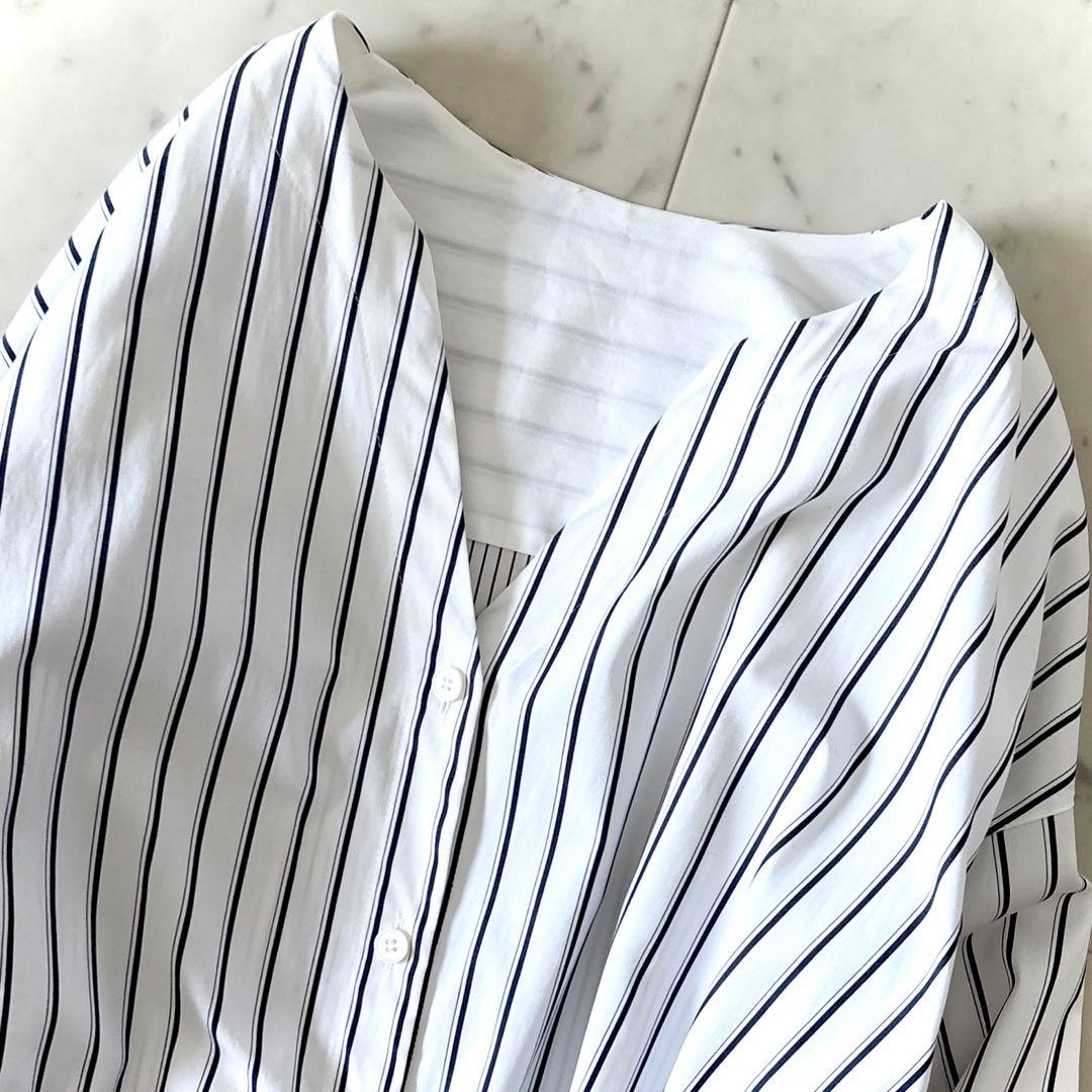 極美品 ANAYI アナイ ミックスストライプ シャツワンピース 38 洗える