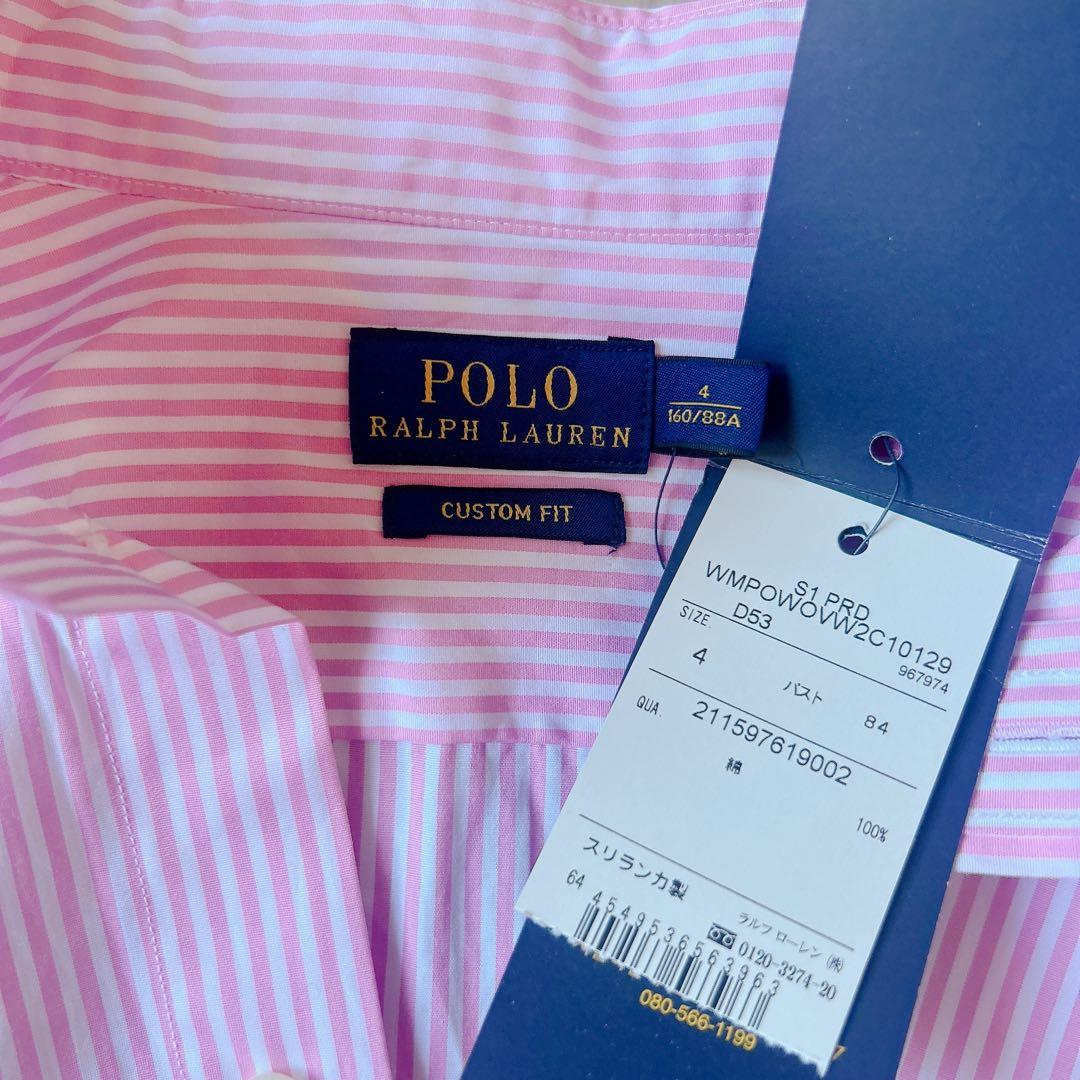 未使用タグ付き＊ポロラルフローレン 長袖シャツ 4 ピンクストライプ