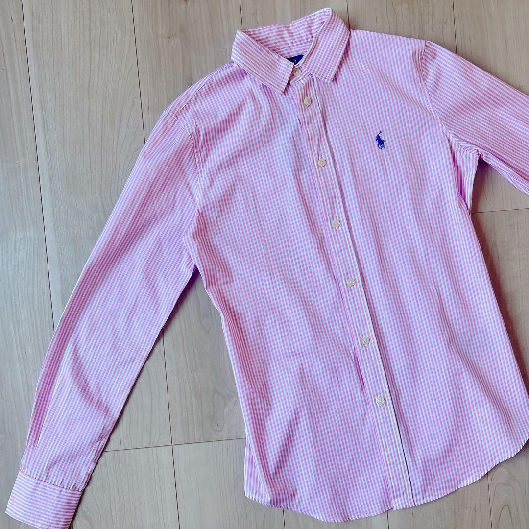 未使用タグ付き＊ポロラルフローレン 長袖シャツ 4 ピンクストライプ