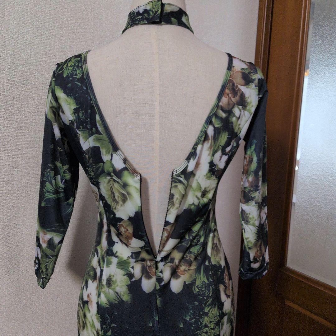 社交ダンス花柄ドレス 長袖