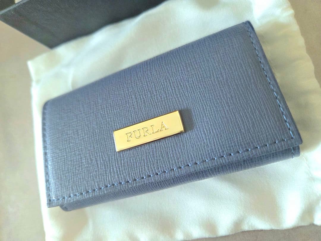 【美品】FURLA フルラ 6連 キーケース ブルー レザー