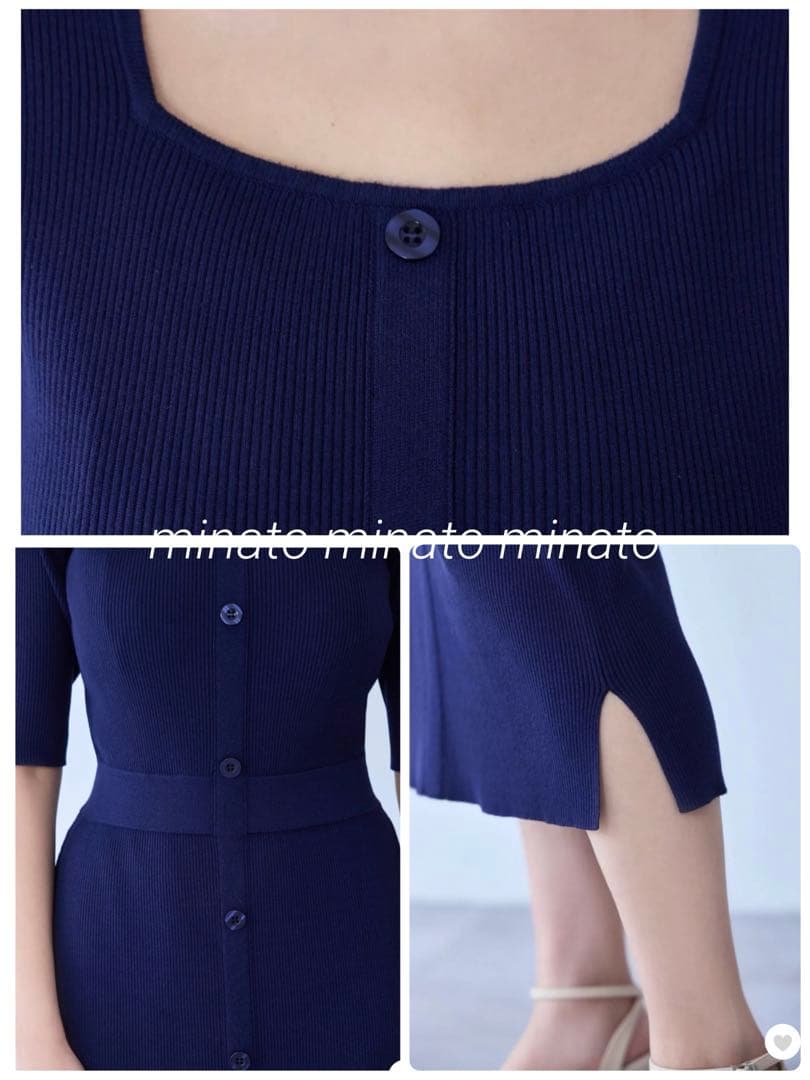 華子（プロフ要確認） 新品 over E 5分袖タイト風 ニットワンピース