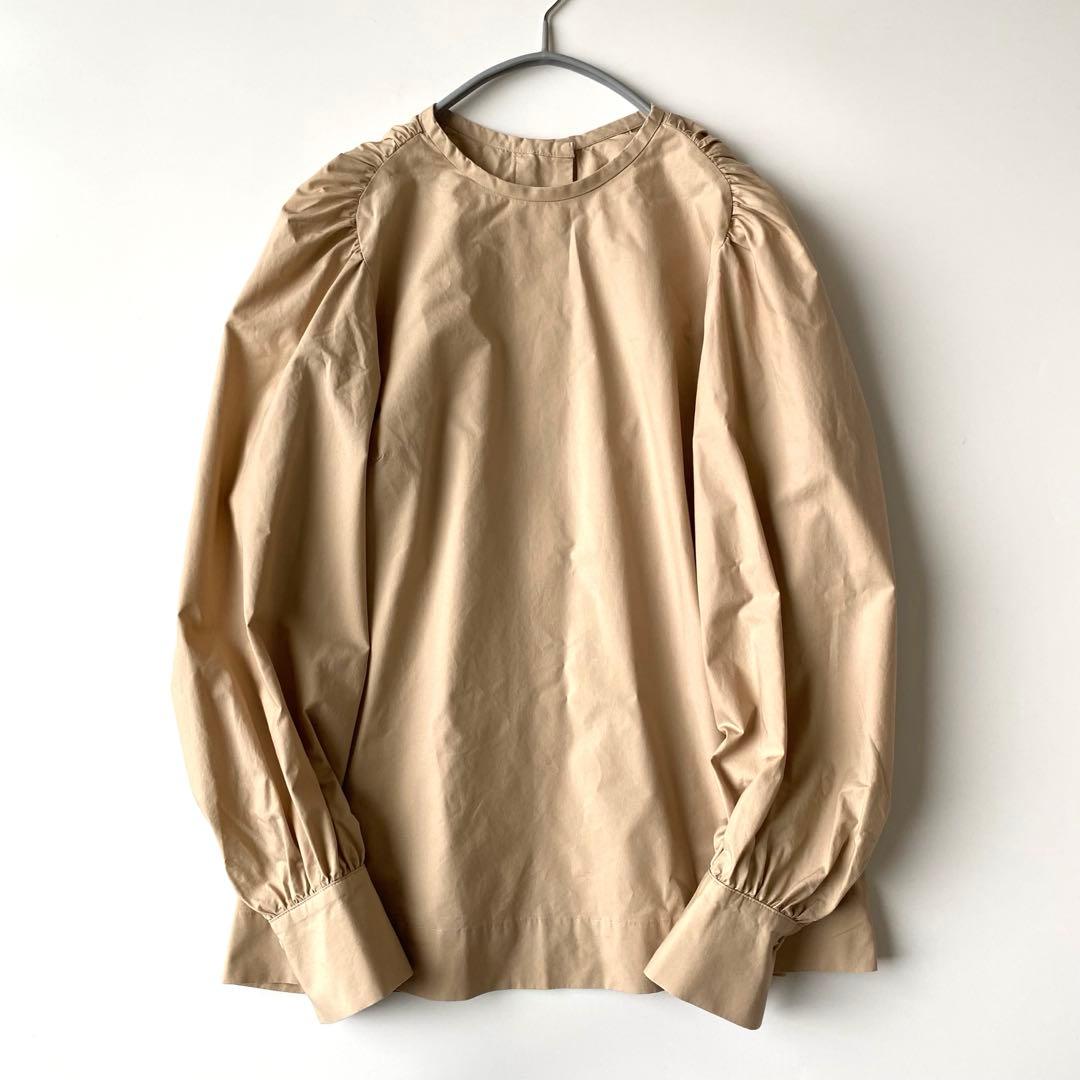 rose　ザシンゾーン 長袖ブラウス 肩ギャザー ノーカラー シャツ