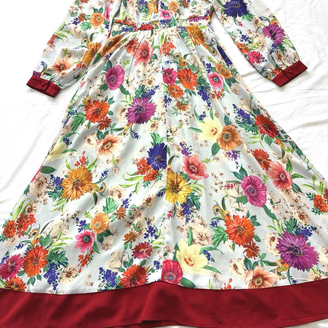 【美品】EmiriaWiz 長袖　花柄　フラワーワンピース　ライトブルー系　M