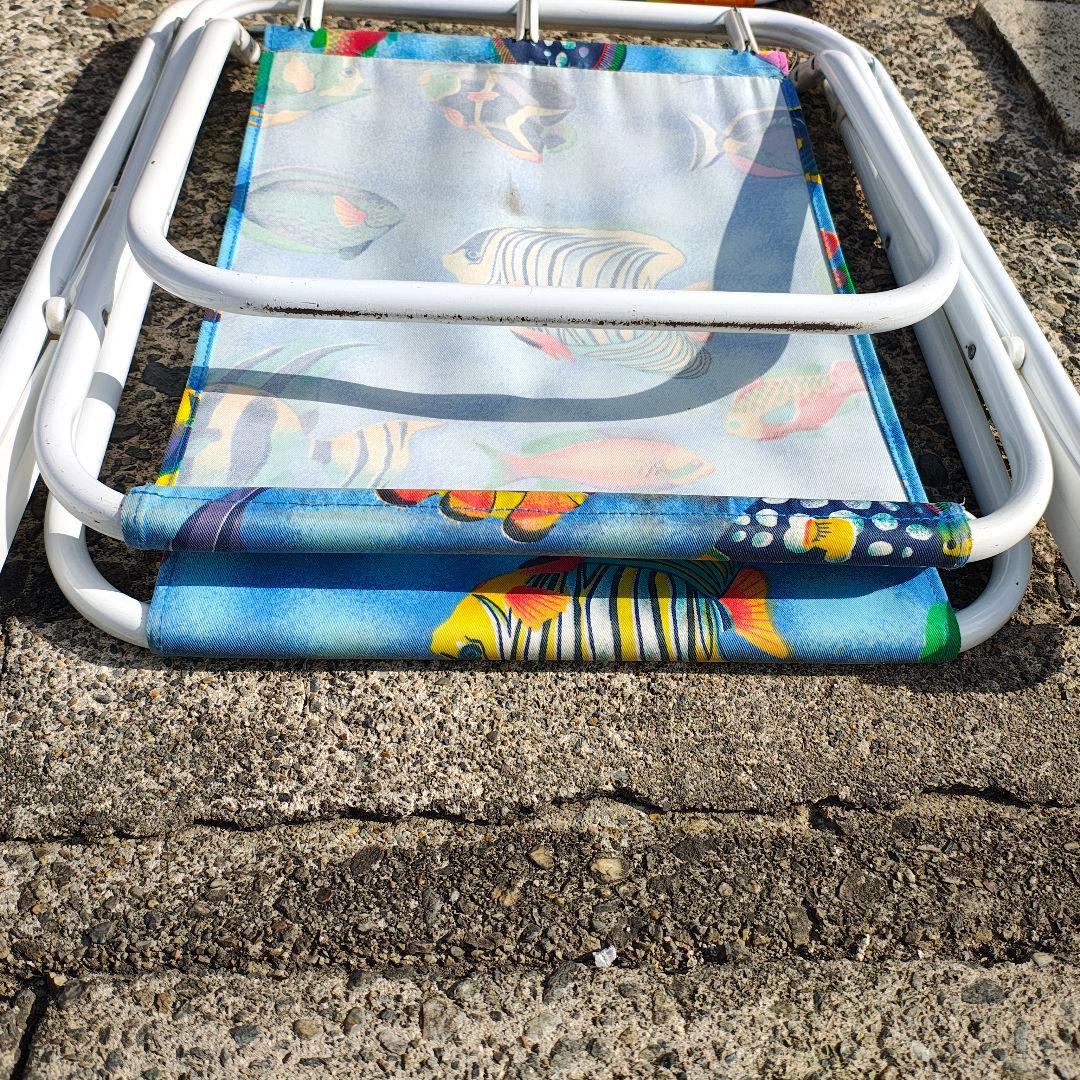 美品 折りたたみ式 ビーチチェア 2脚セット アウトドアチェア