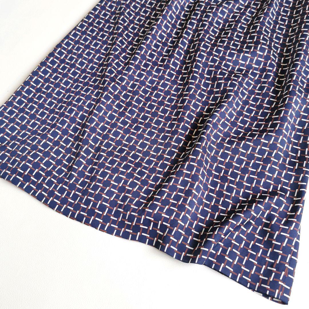 近年【美品✨】ポールスチュアート ロングワンピース リボン 総柄 幾何学 L