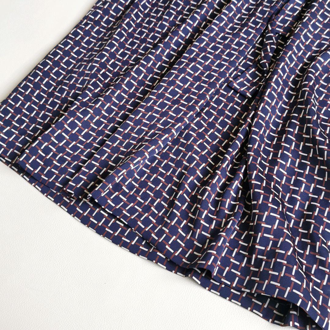 近年【美品✨】ポールスチュアート ロングワンピース リボン 総柄 幾何学 L