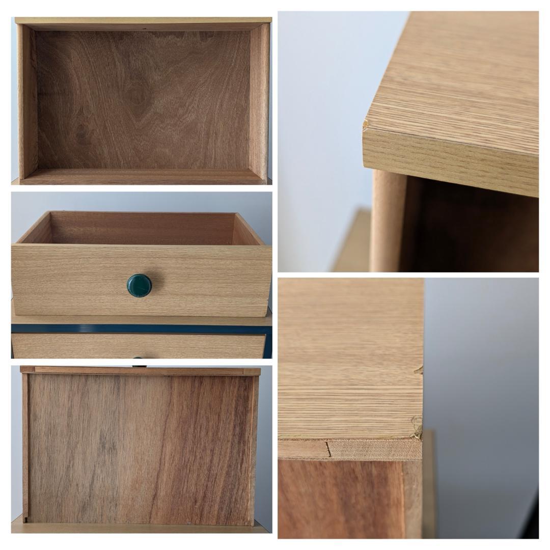 ビンテージ レトロ ウッドプリント キャビネット 5段 大きめ 引出し ポップ