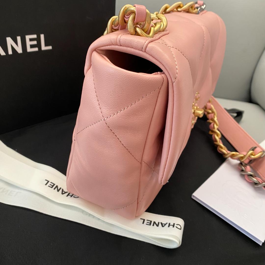 美品 AS1160 19シャイニーラムスキン ショルダー ハンドバッグ ピンク