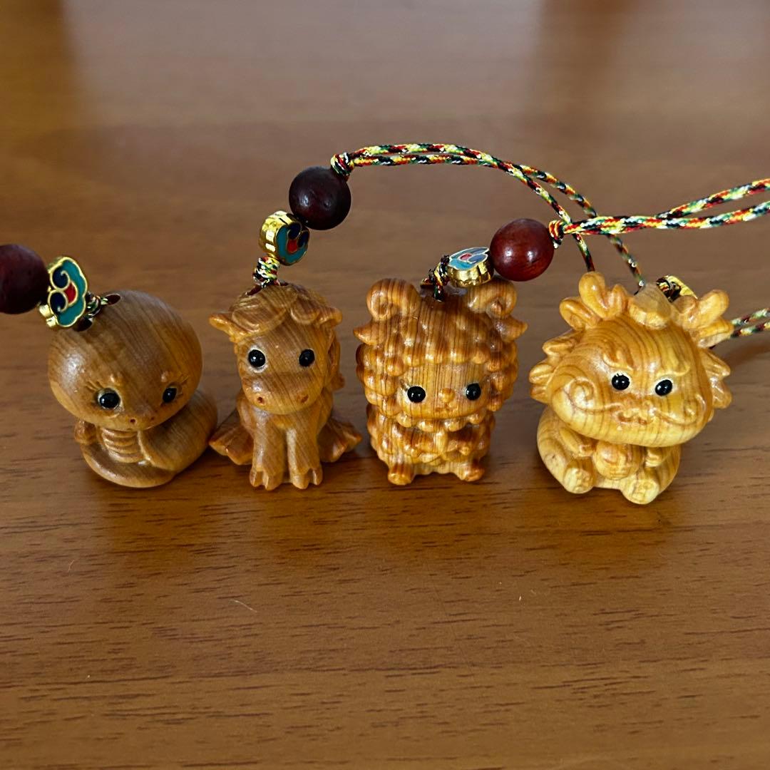 【開運✨十二支】天然香木 崖柏 木彫りチャーム 干支 守り飾り 全12種