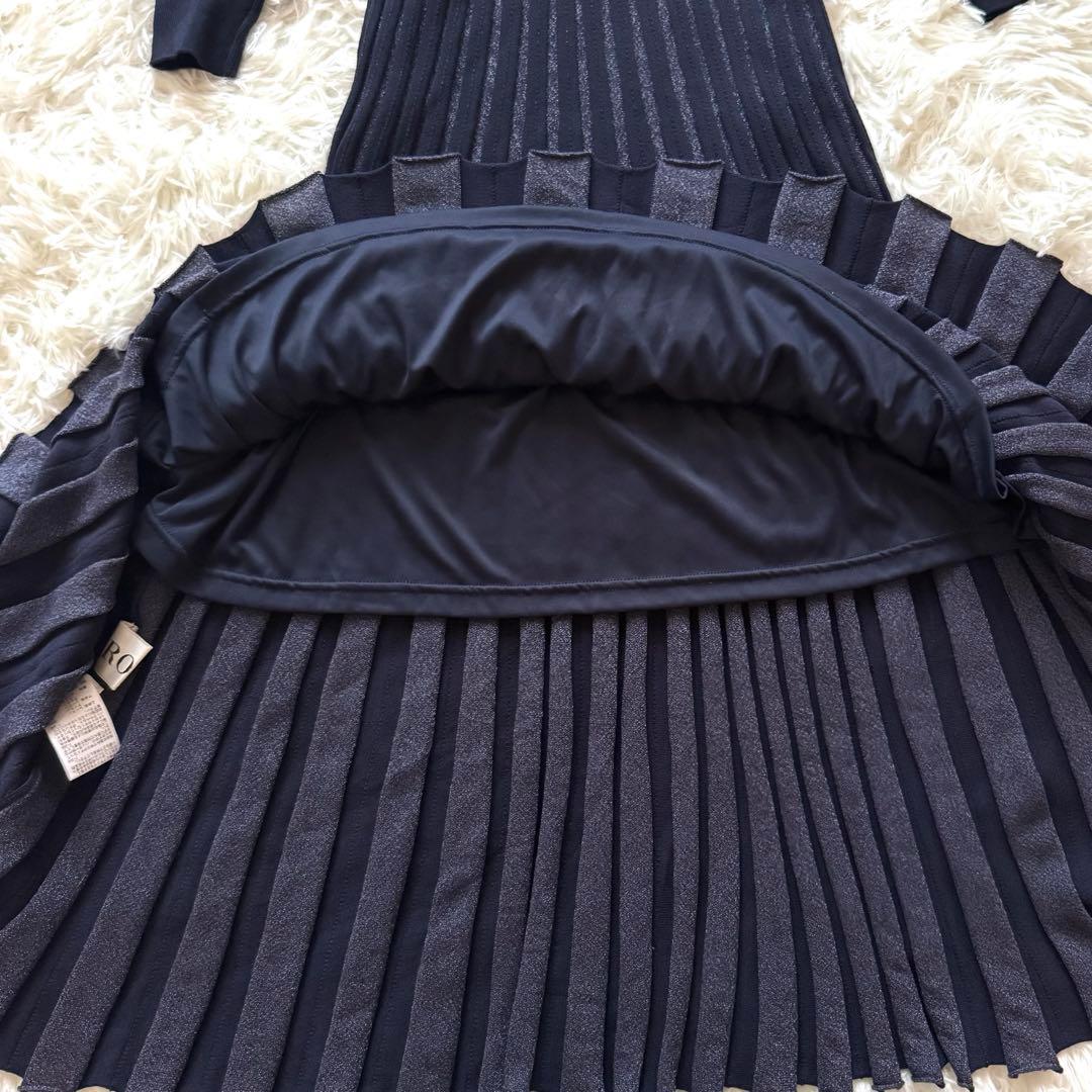 【新品タグ付き】ROPE 2WAY ラメニットプリーツワンピース パフ袖 M