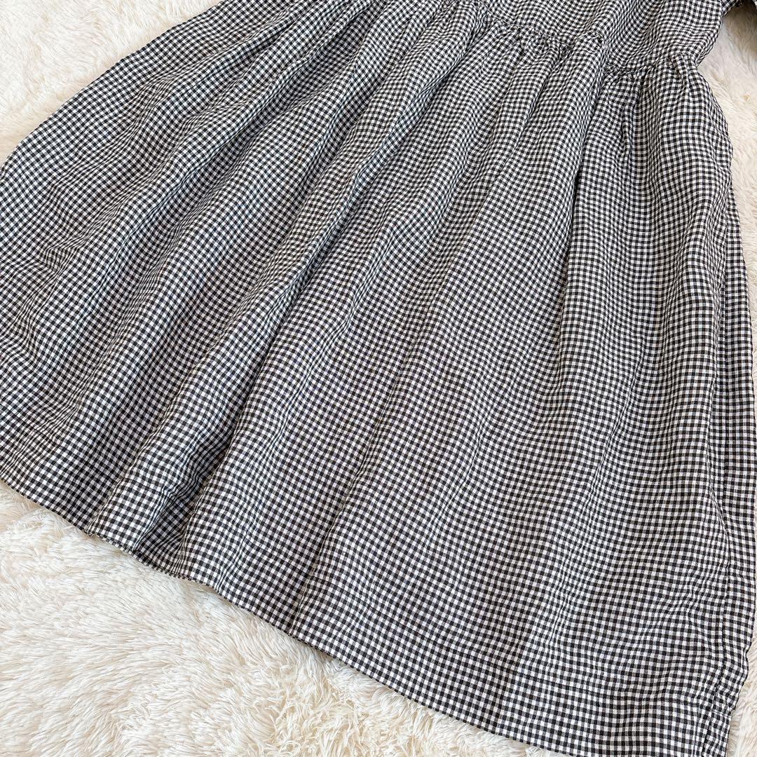 新品未使用☆ネストローブ ヘンプギンガム バルーンスリーブワンピース