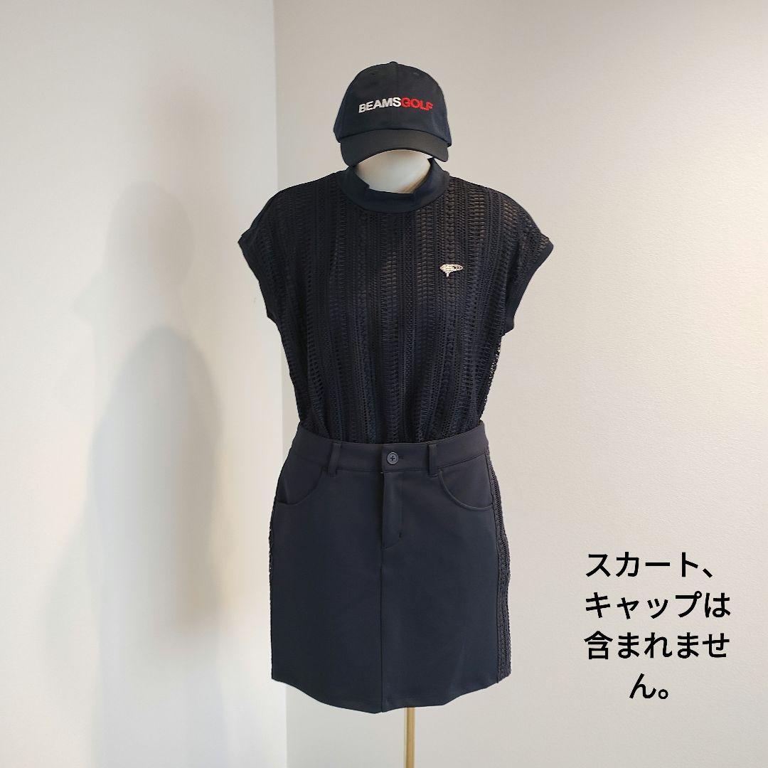 BEAMS GOLF ネイビー 半袖シャツ L　レース使い
