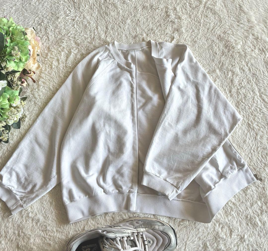 ドリスヴァンノッテン変形ラグラン トップス ririジップ パーカー Sホワイト