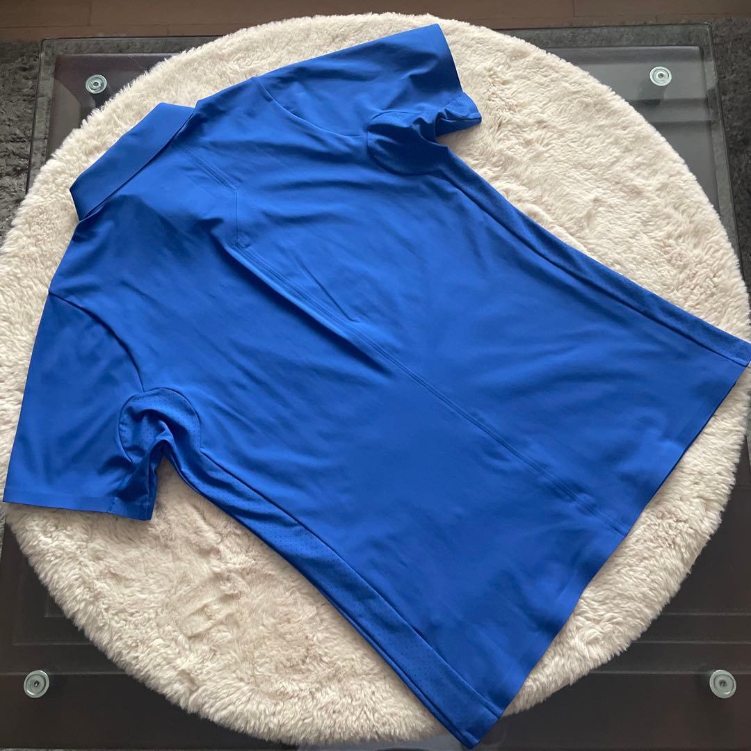 デサントゴルフメンズ　ポロシャツXL 吸汗　速乾　UVケア　ストレッチ素材　青色