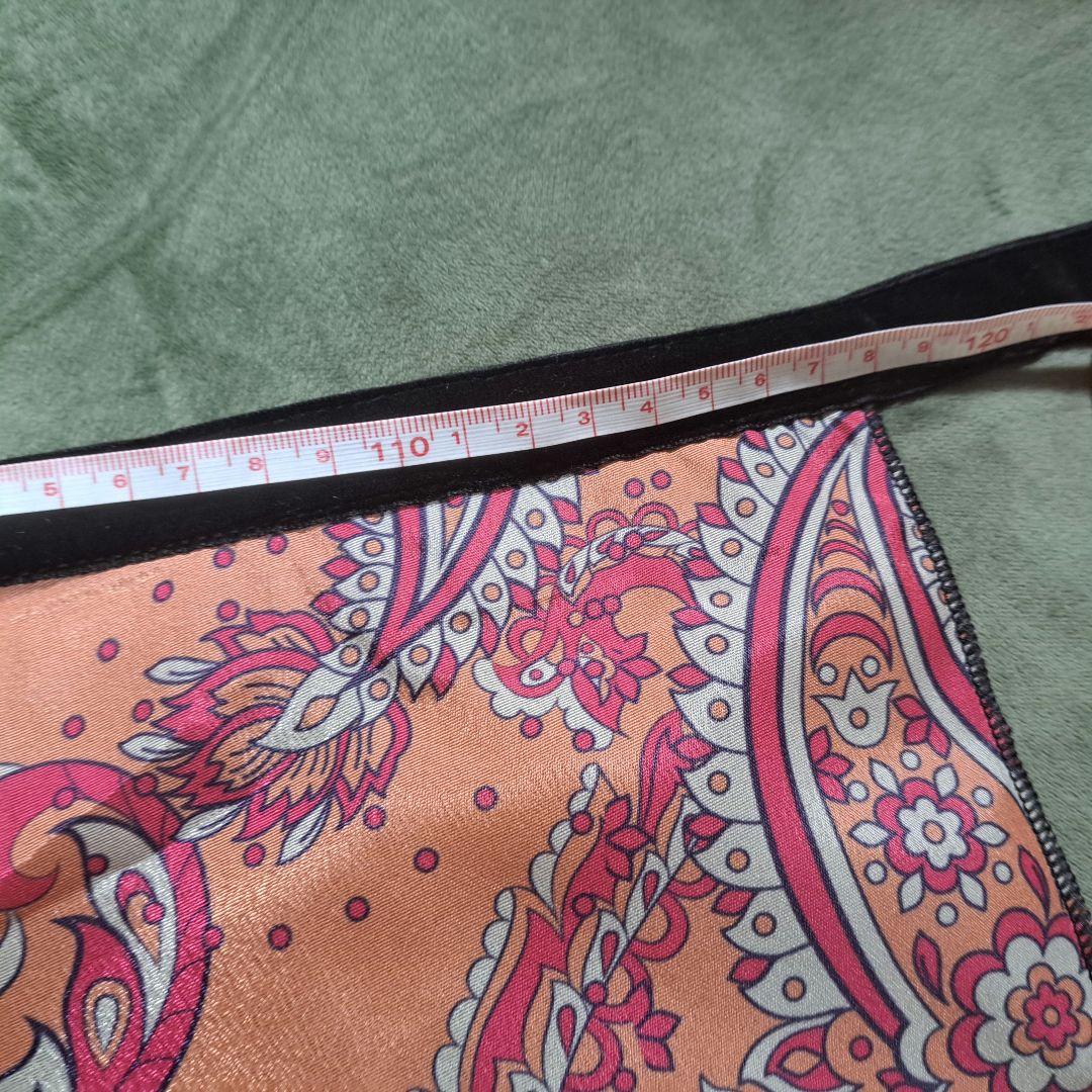 フラメンコ　 巻きスカート オレンジ系ペーズリー×ドット柄