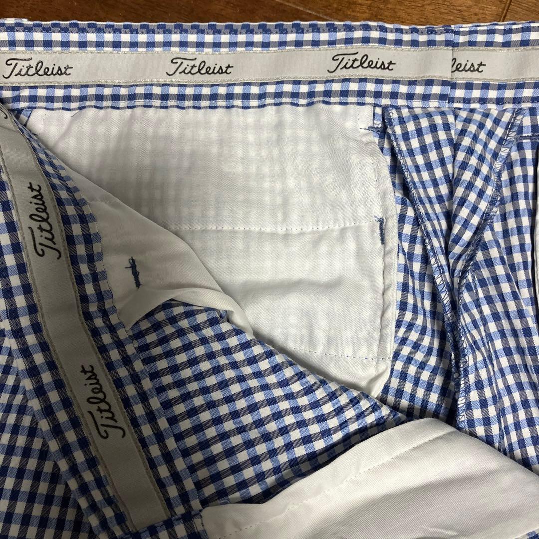Titleist ゴルフ用パンツ 青と白のチェック柄