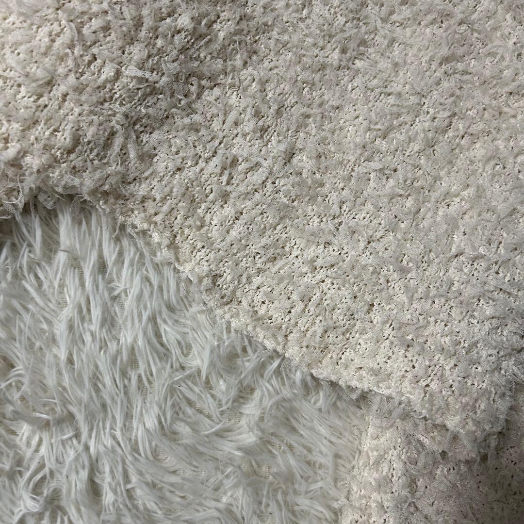 ［良品］ADAM ET ROPE フリンジニットブルゾン アイボリー F