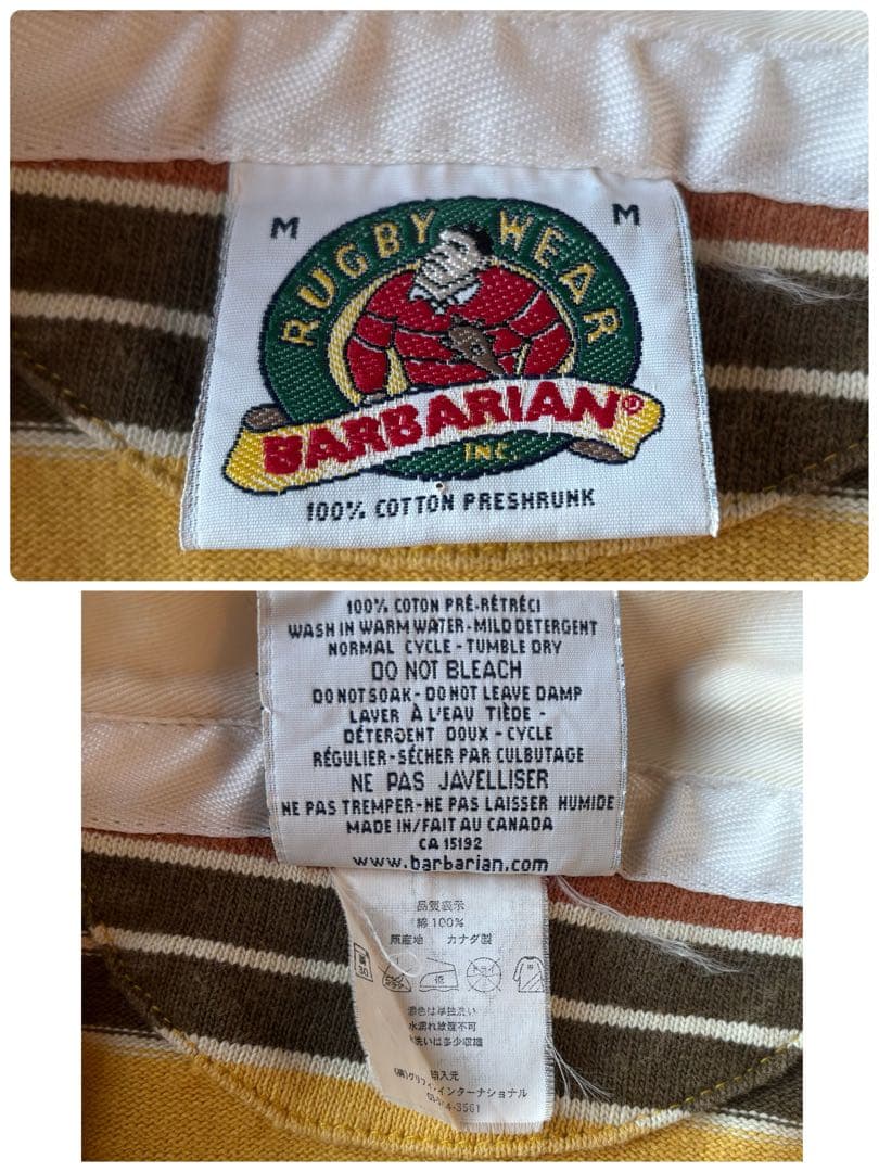 【カナダ製】　バーバリアン　ラガーシャツ/長袖　ボーダー　Mサイズ