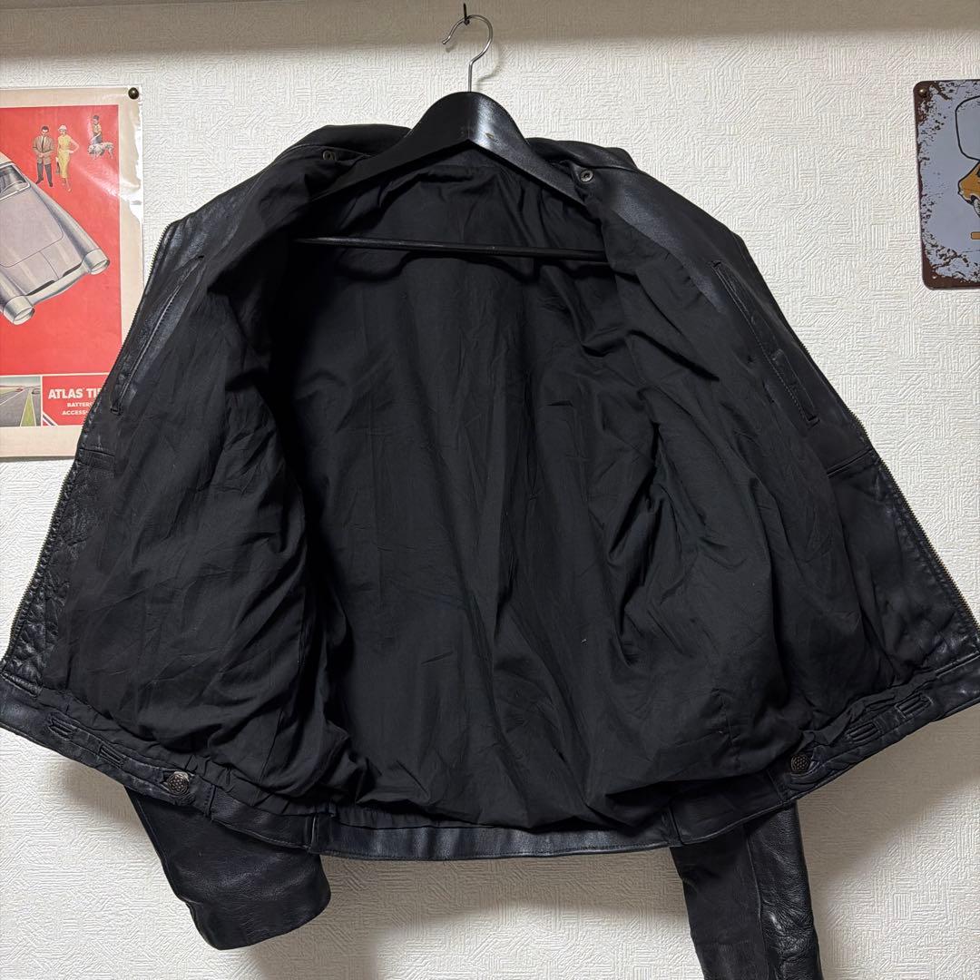 希少　70〜80s フランス軍　レザー　パイロットジャケット　ネイビー　L相当