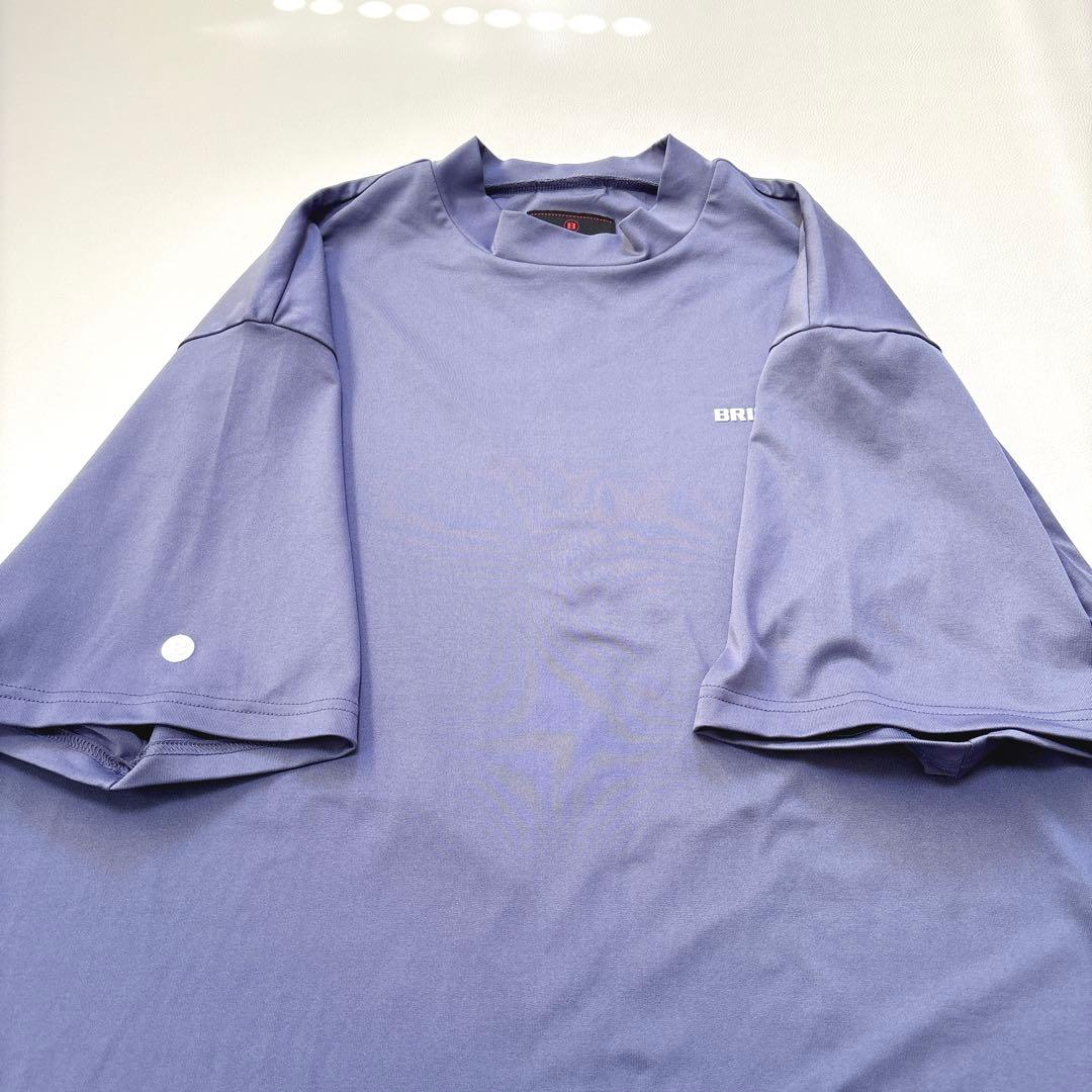 【美品】XLサイズ！ブリーフィング ゴルフ半袖 モックネック Tシャツ 青系
