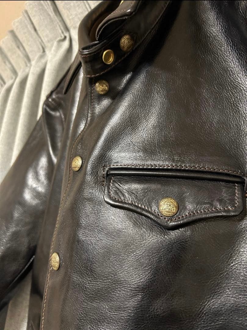 BOMU LEATHER　カーコート　ホースハイド　茶芯　革ジャンXXL(XL)