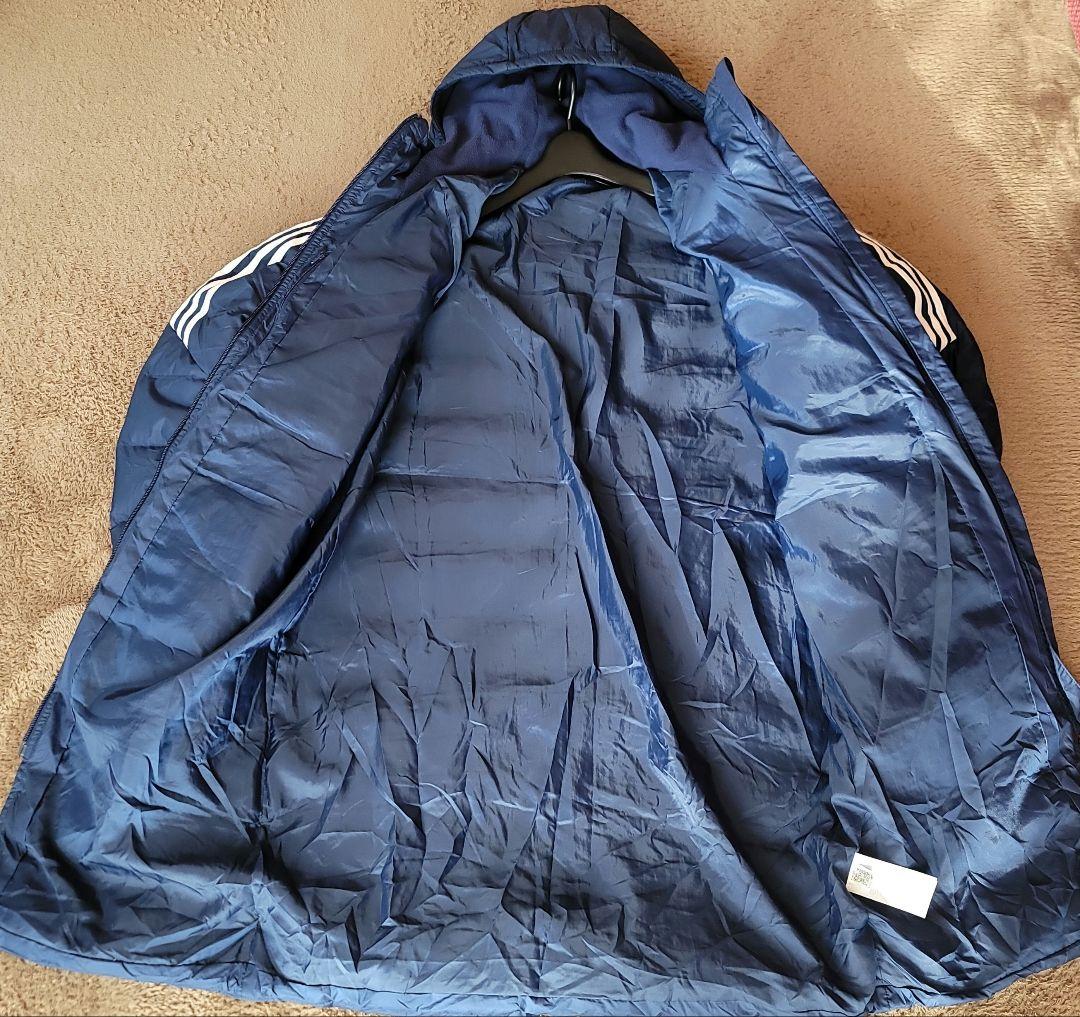 adidas アディダス ダウンコート ベンチコート XL ネイビー フード付
