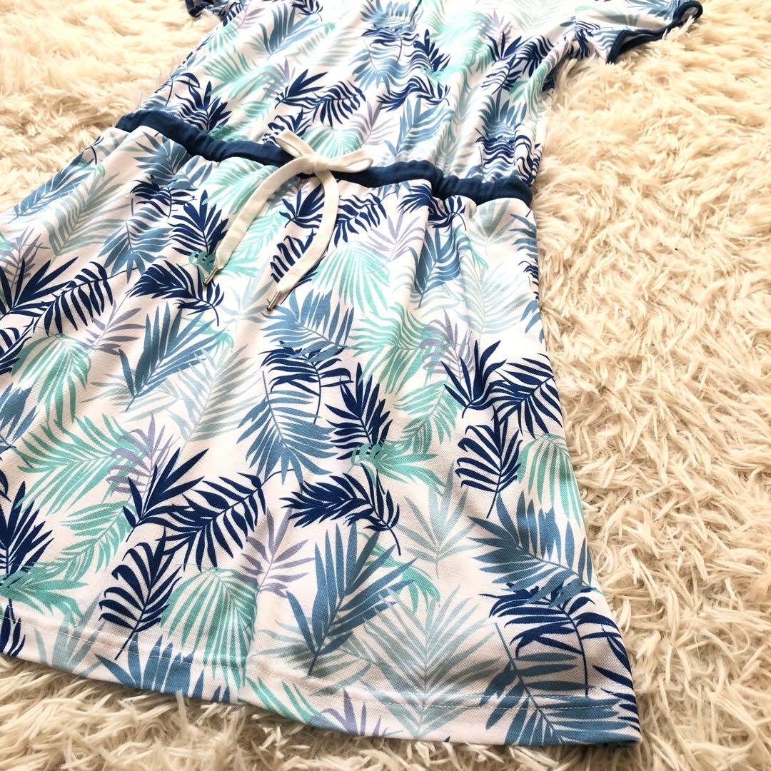 キャロウェイ【LL】ゴルフウェアワンピース　ボタニカル柄　大きいサイズ　青　緑