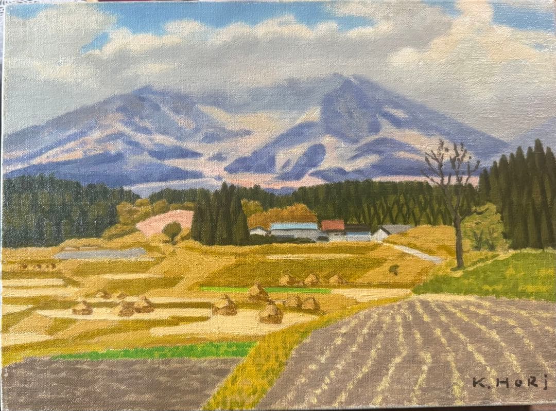 真作 保利勝弥 「雲にかかる九重山山麓」 F4コンパクトサイズ　0502