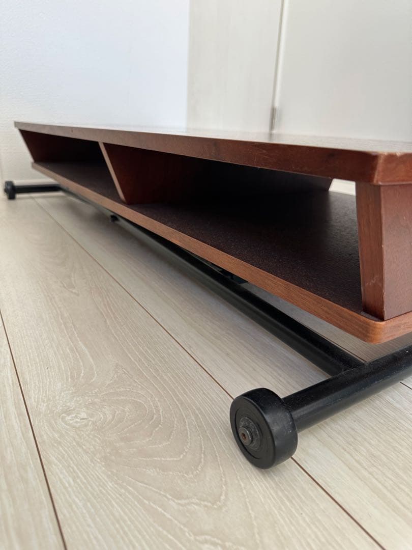 リフティング テーブル シェルフ 昇降式　無段階　ウォールナット　収納棚付き